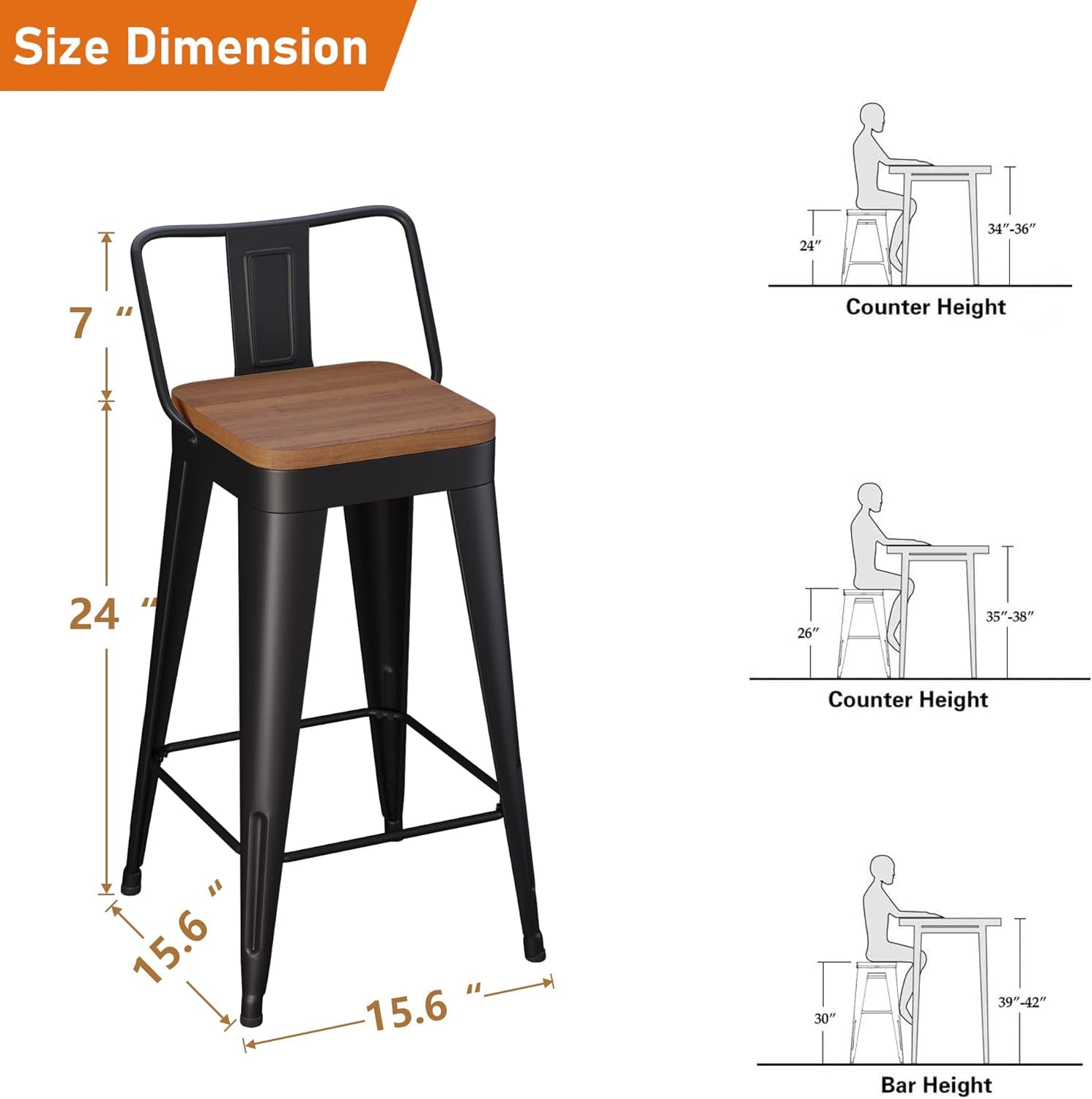 Modern Stackable Metal Bar Stools Set of Four