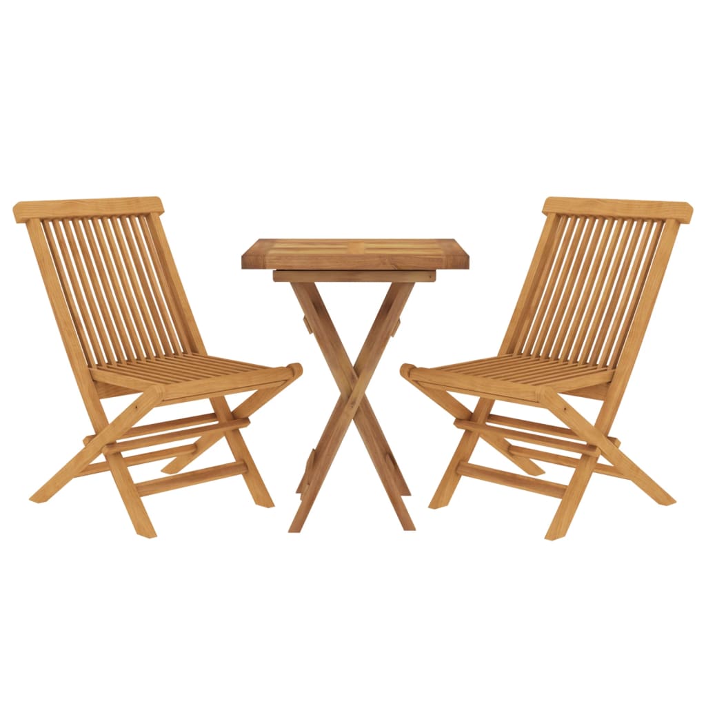 vidaXL 3 Piece Patio Dining Set Solid Wood Teak