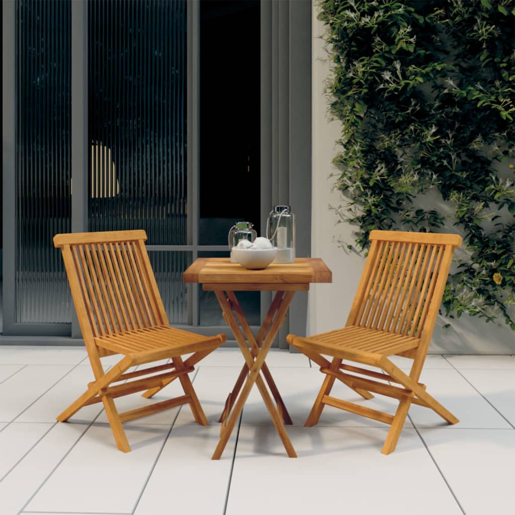 vidaXL 3 Piece Patio Dining Set Solid Wood Teak