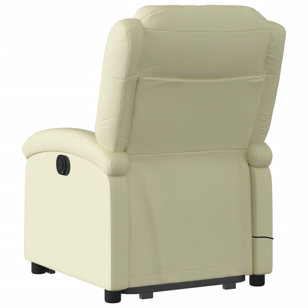 vidaXL Stand up Massage Recliner Chair Cream Real Leather